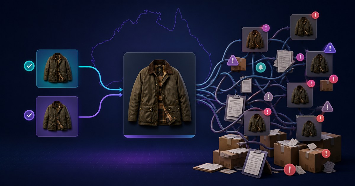 One reseller listing taking a simple two-marketplace path beside a tangled multi-marketplace workflow.